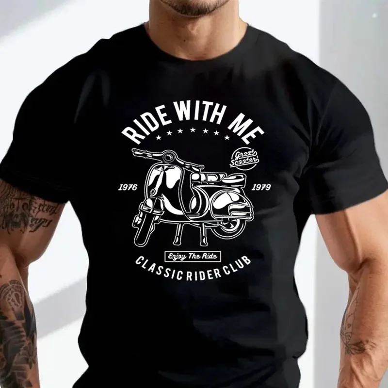 

Scooter Ride With Me Motorcycle MOD Mens T-Shirt 100% Cotton O-Neck Short Sleeve Casual T Shirt