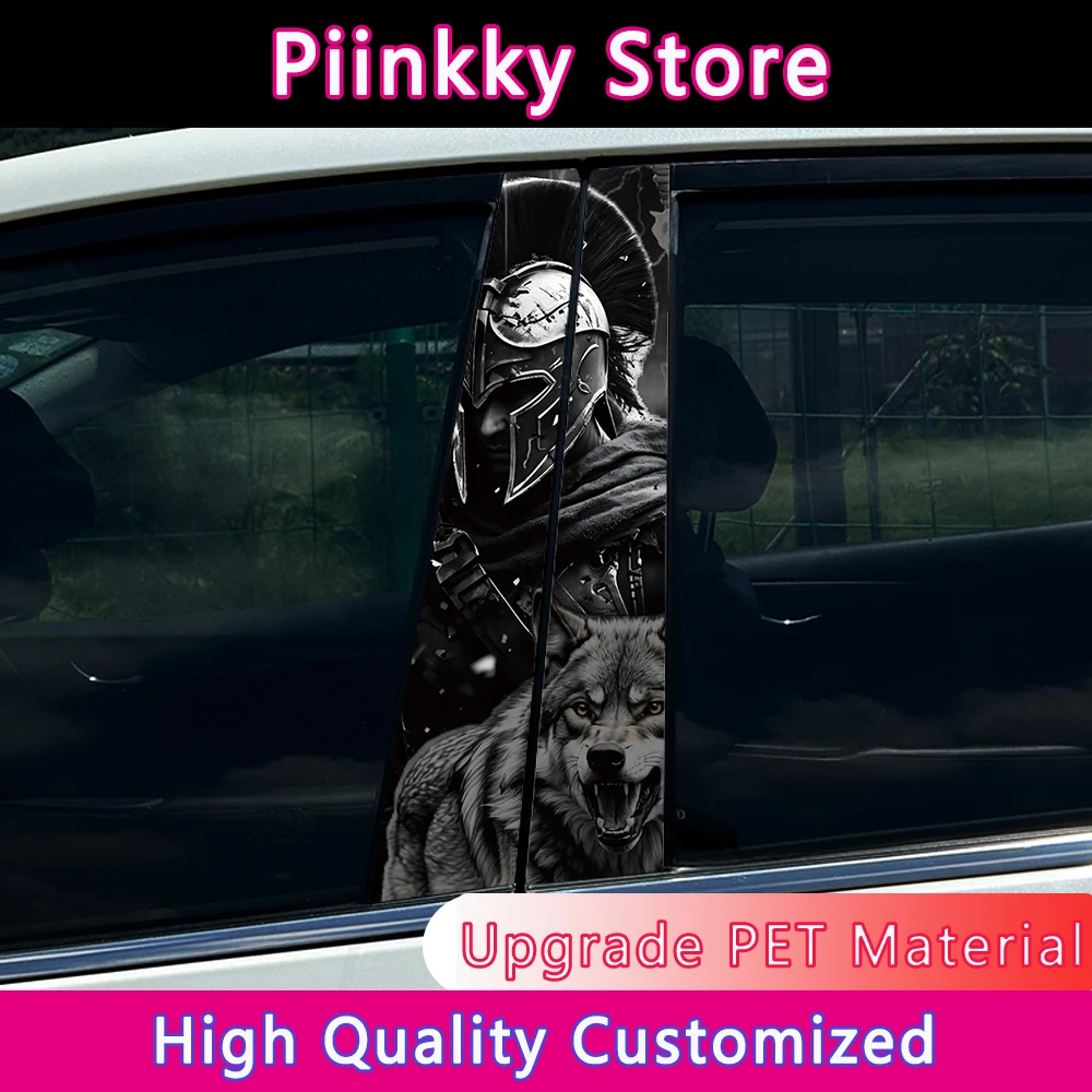 

1PC/2PCS Spartan Car Stickers DIY Car B-pillar Cover Scratches Waterproof Durable Decoration Auto PET Decals
