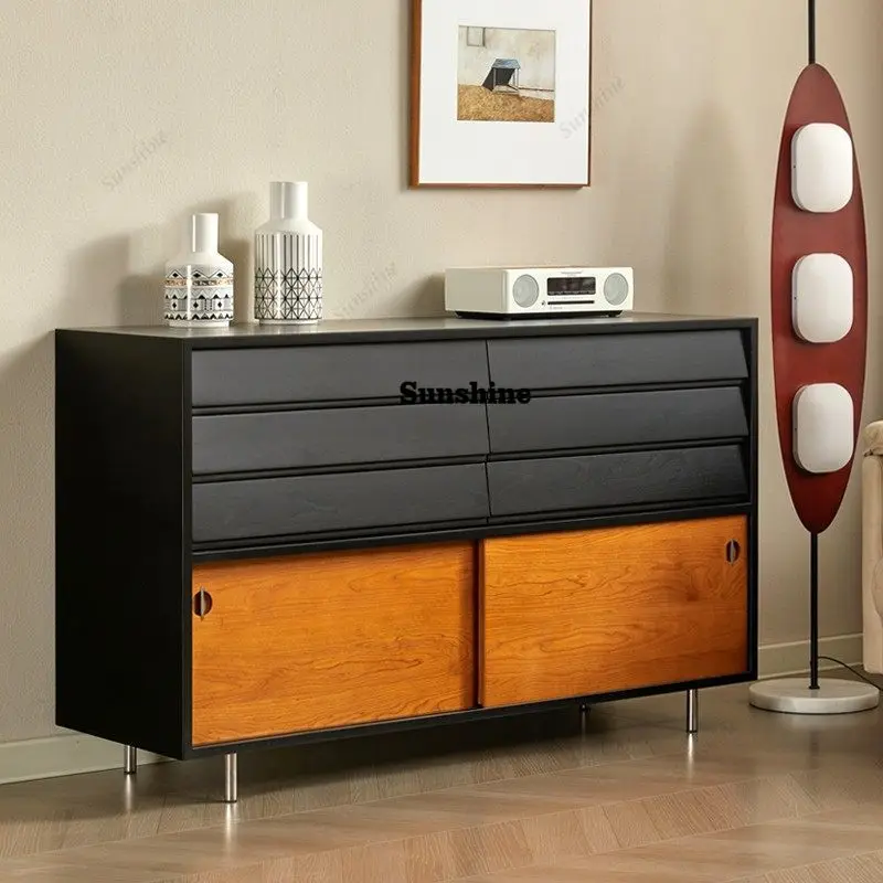 

Italian solid wood dining side cabinet modern simple storage cabinet