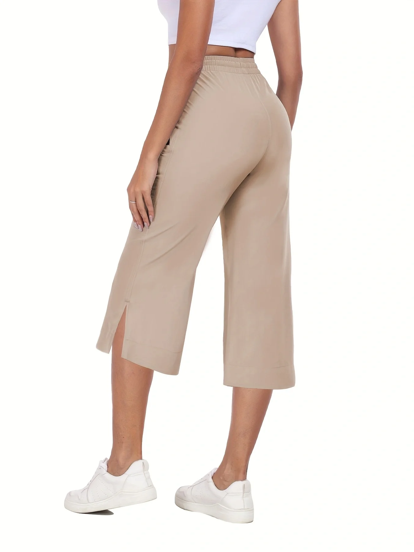 Women'S Quick-Dry Water-Resistant Jogger Cropped Pants Solid Color with Multiple Pockets Elastic Waist for All-Season Wear Ideal