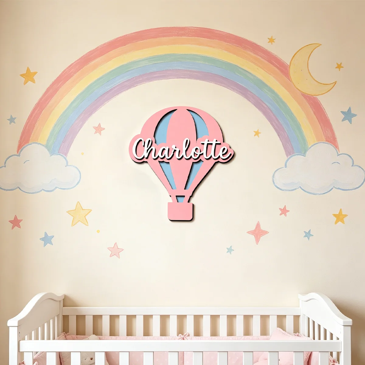 1pc Customized Wooden Hot Air Balloon Ornament, Custom Content, Home Decoration, Wall Decoration, Children's Day Gift - view 2