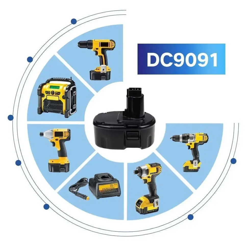 14.4V 9800mAh do Dewalt Ni-MH wymienna bateria 14.4V DC9091 DC9094 DW9091 DE9091 DE9092 14.4 V akumulatorowe elektronarzędzia