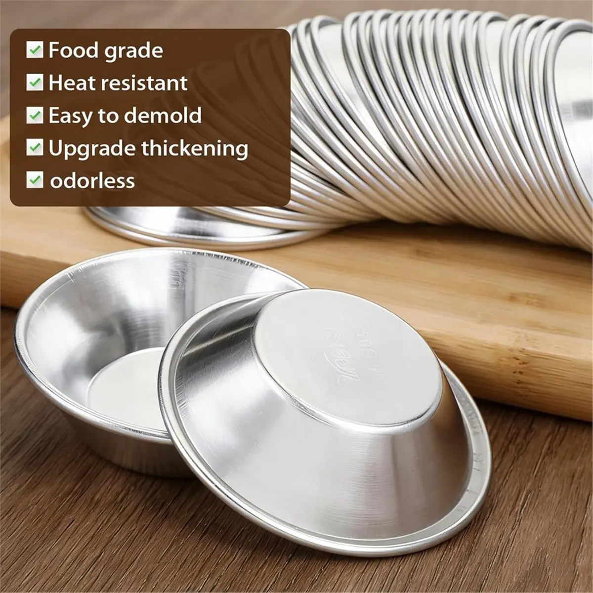 50 Pack Egg Tart Mold Mini Pie Muffin Cupcake Pans Aluminum Non-Stick Baking Cups for Pies Cakes
