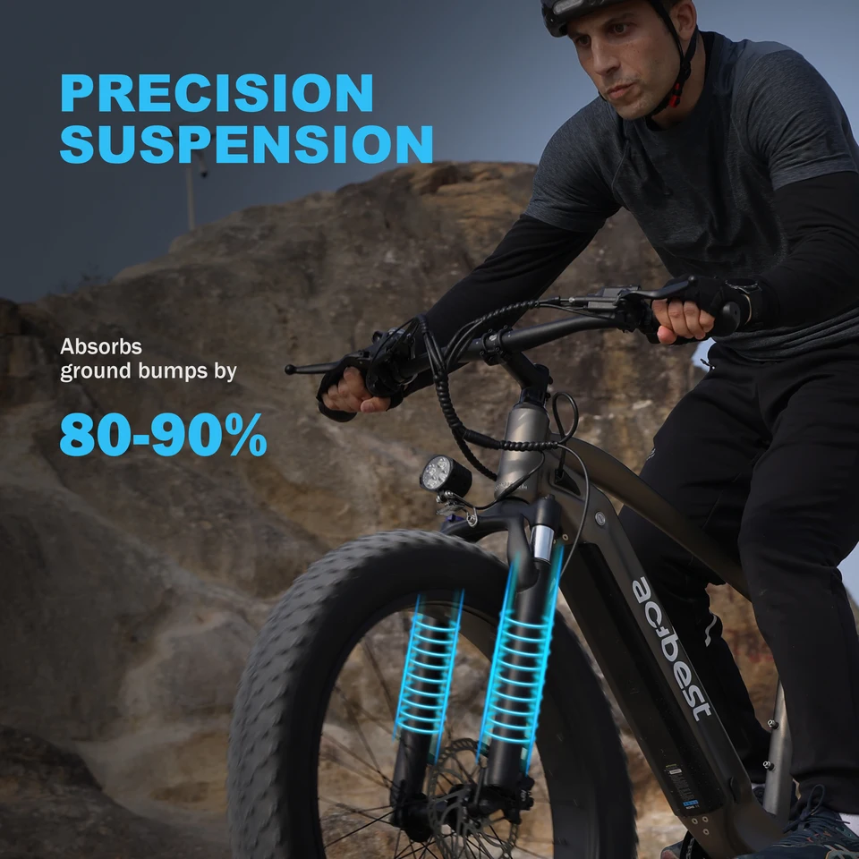 ActBest Ranger Electric Bike for Adults, 26"×4.0" Fat Tire Electric Mountain Bike, Peak 1300W 48V 13Ah,  28MPH 65 Miles  Electric Bicycle, 7-Speed, with Free Bike Lock & Mirror image 5