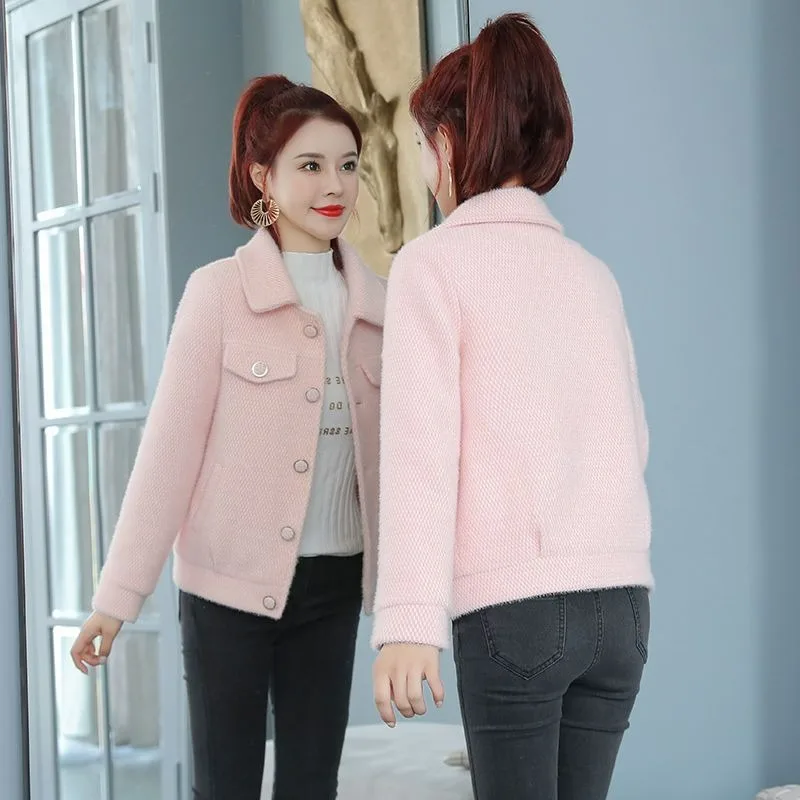 Mink Fleece Coat Women Short 2023Autumn Winter Korean Edition Versatile Lamb Fleece Small Fashion Comfortable Foreign Style Coat