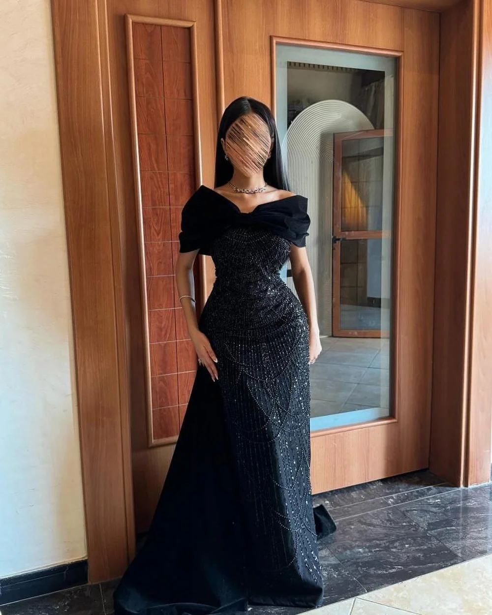 Cathy Dubai Black Beading Off Shoulder Prom Dress With Bow Mermaid vestidos de noiva Customized Elegant Sheath Formal Evening image 2