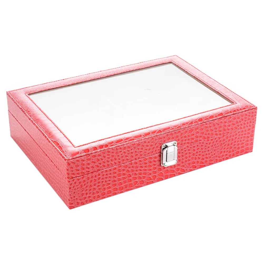 1pc Pu 8 Grids Sunglasses and Glasses Storage and Display Box Alligator Grain Clear Window Glasses Storage Case for Home Shop (R
