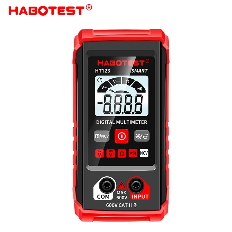 Ht123 Mini Digitale Multimeter Ac Dc Spanning 600V Smart Multimetro Auto Range Meter Ncv Ohm Test Professionele Elektricien Tester