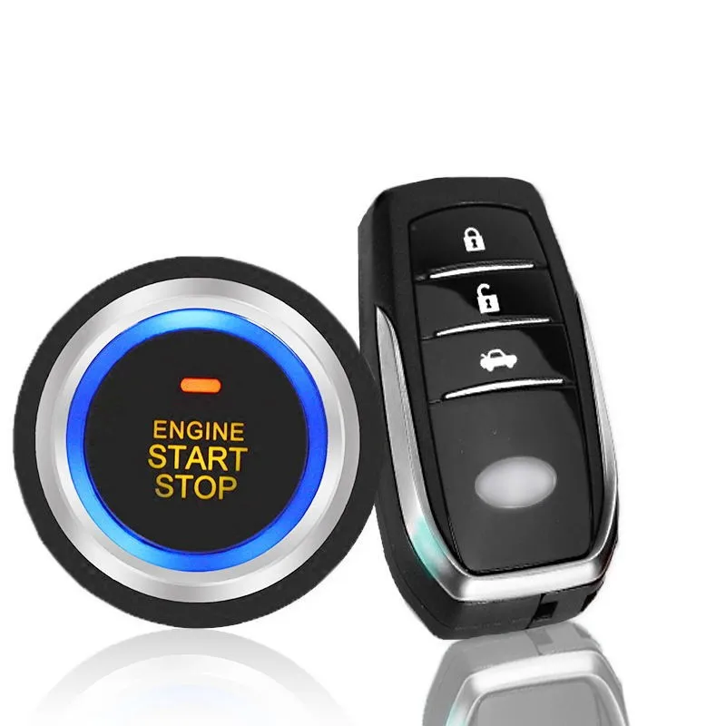 top Keyless Entry Push Start/Stop Button Remote Start Engine Car Alarm System 12V One Way Remote Starter for Camry Corolla