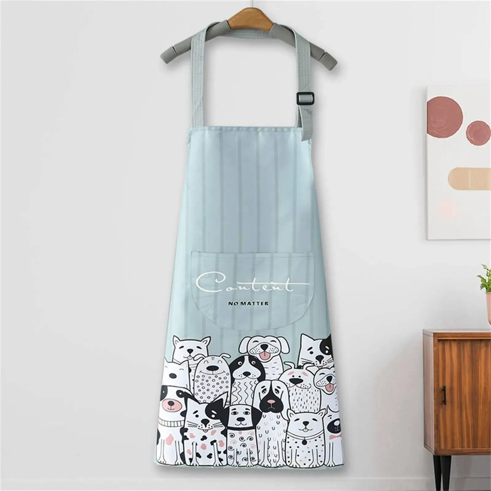 

Household Creative Cute Cartoon Print Waterproof Dirt Towel Wreath Hanging Neck Apron Kitchen Supplies