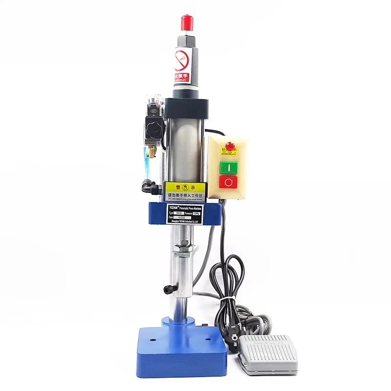 Small Single Column Pneumatic Press 110 / 220V Punching Machine Adjustable Force 120KG Punch Press Machine