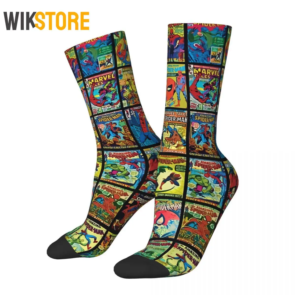 

Funny Crazy Sock for Men Women Male Vintage Comic Hip Hop Harajuku Superheroes Happy Crew Sock Novelty Non-Slip Sport Socks