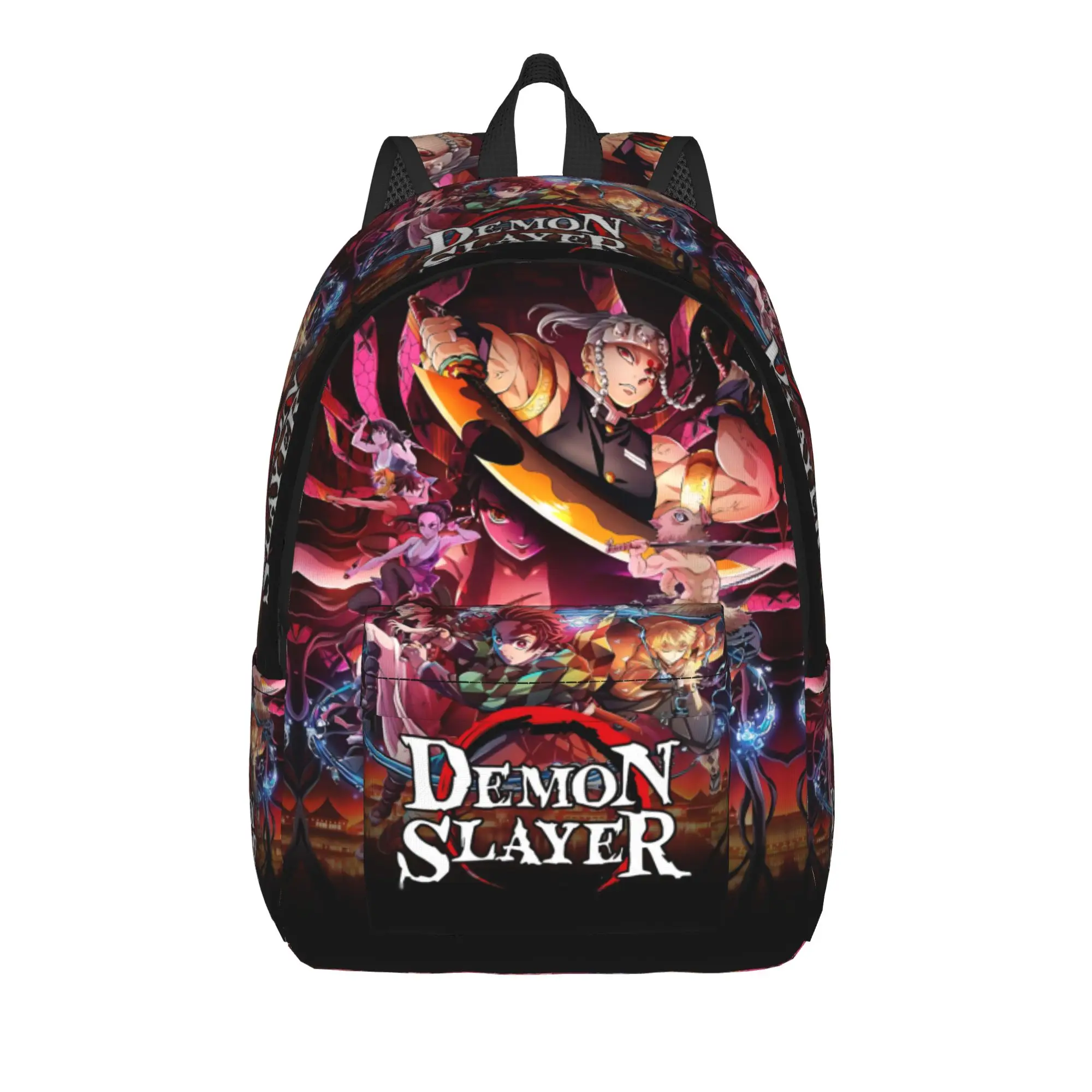 Fashion Demon Slayer Backpack shounen manga Mochilas Adjustable Strap Campus Zipper Closure Rucksack