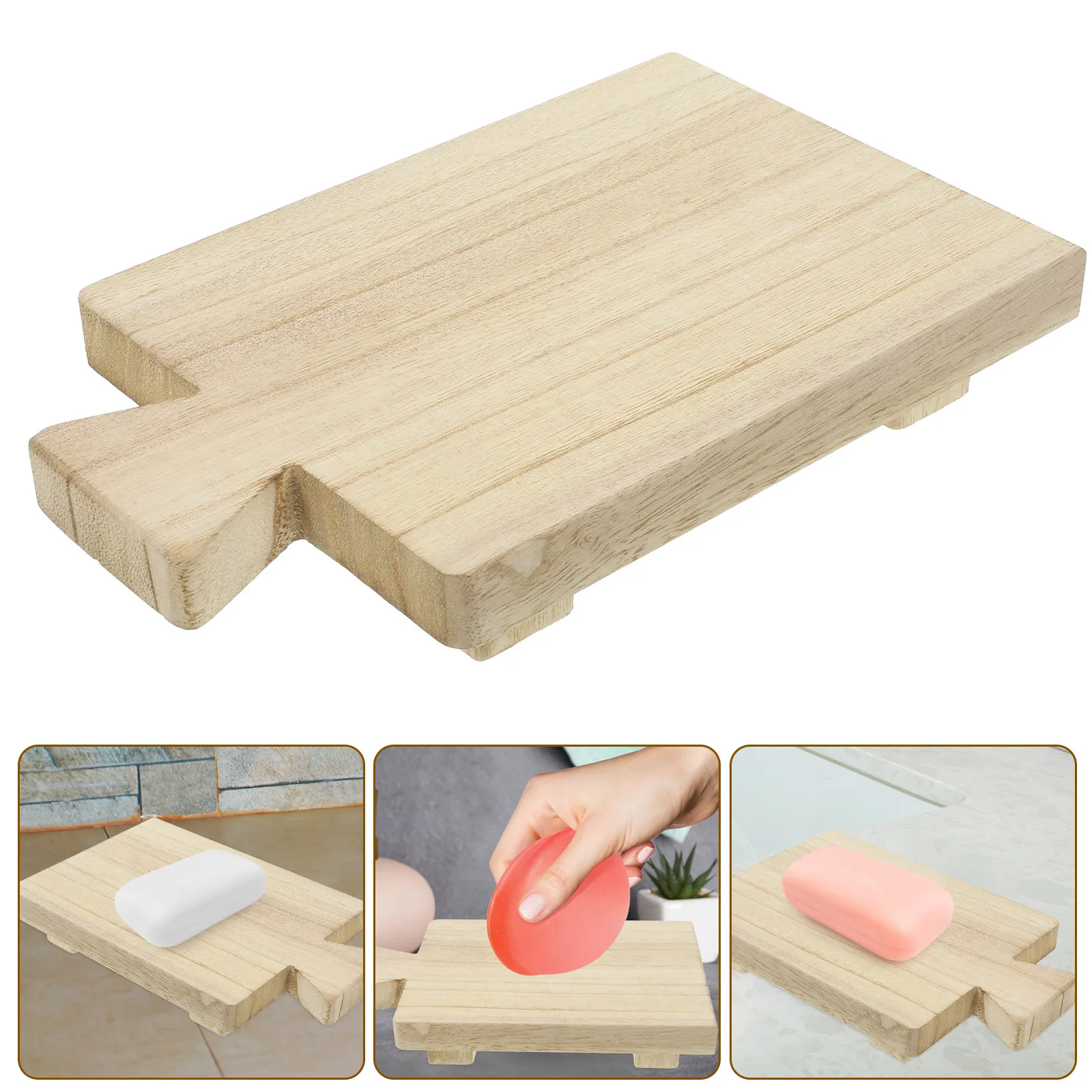 Wooden Display Stand for Soap Tray Bathroom Kitchen Laundry Room Wood Pedestal Riser for Vase Bowl Sculpture Plant Home Decor