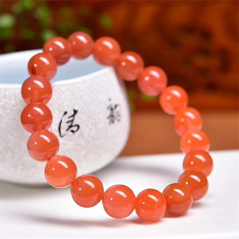 Natural Red Agate Bracelet Handmade Crystal Quartz Jewelry Stretch Bangle Children Birthday Gift 10/12/13.5MM