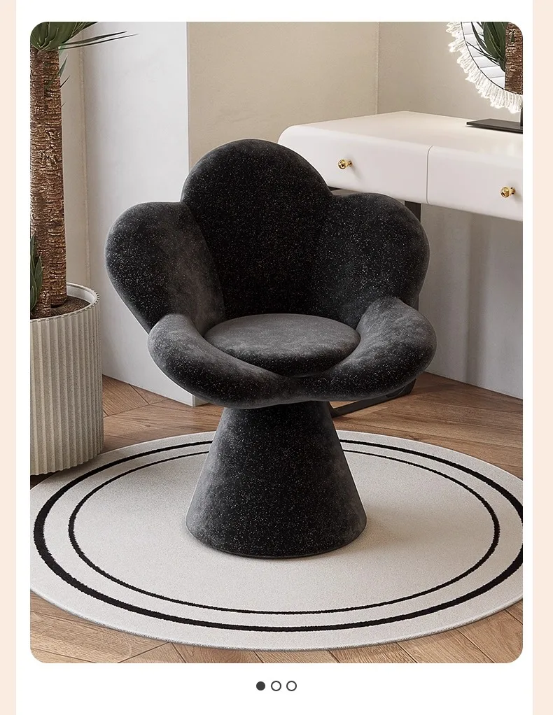 Creative Petals Vanity Stool Creamy Makeup Chair for Girl Modern Nail Salon Seat with Backrest Girly Aesthetic Bedroom Furniture