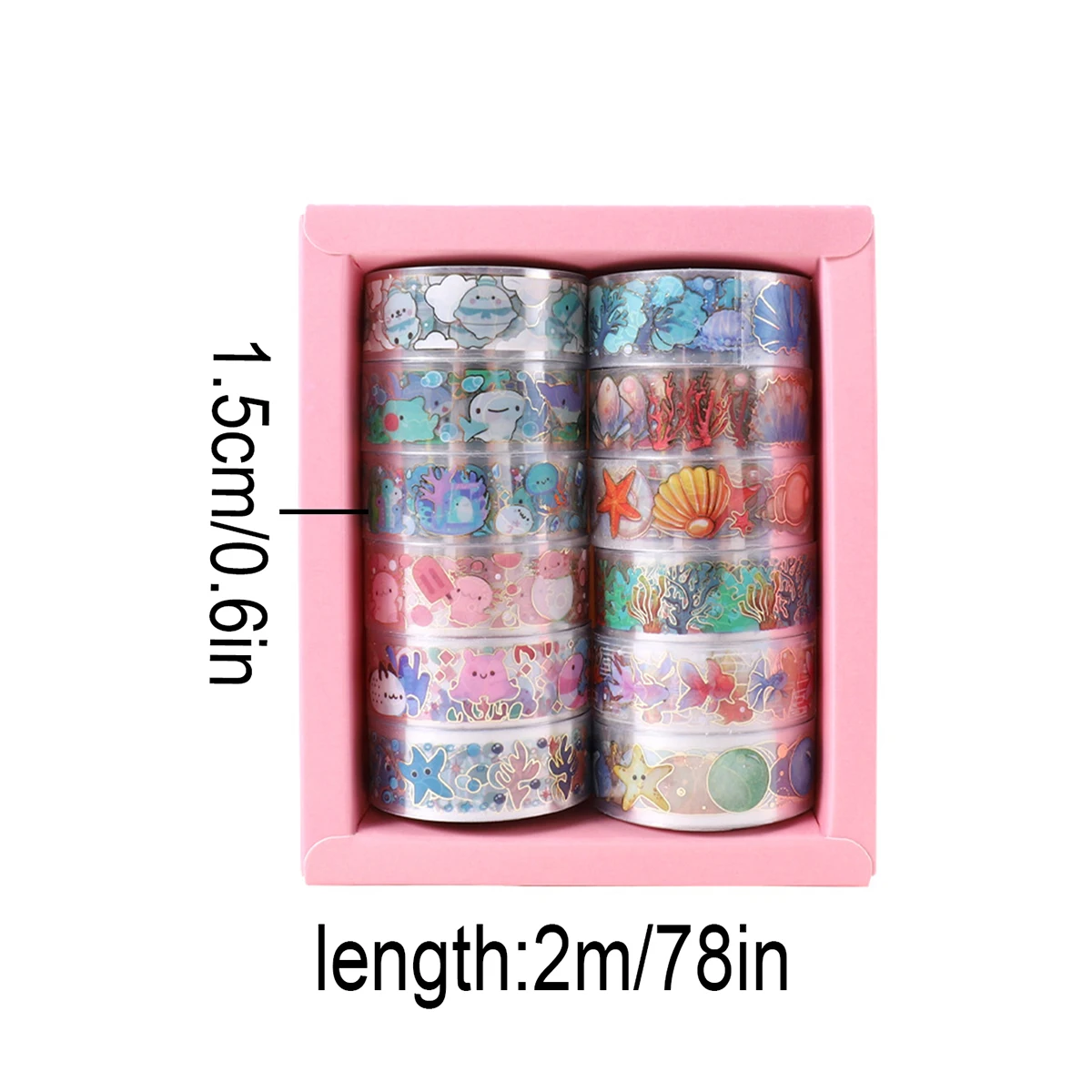 12 rolls/box of exquisite tape, multi-pattern handbook tape and diary decorative sticker materials, gifts for friends