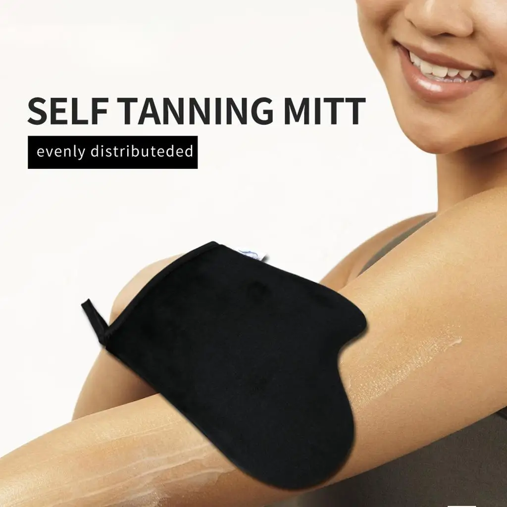 Self Tanning Mitt Applicator Double Sided Velvet Face Mitt Set for Exfoliating Glove and Tanning Scrub