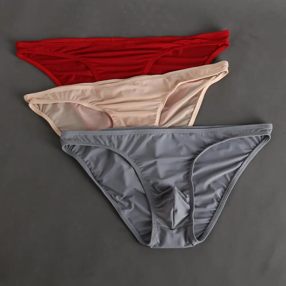 Men Summer Briefs 3D U-convex Low-rise U-convex Thin Panties Solid Color Three-dimensional Pouch Underwear 95