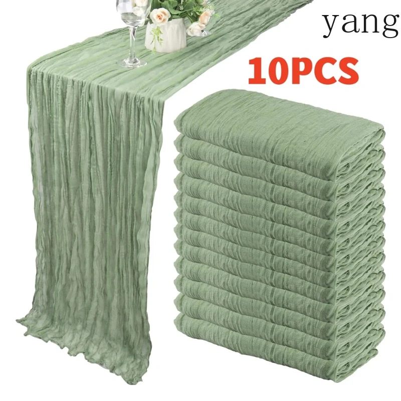 

10Pcs Cheesecloth Table Runner Boho Gauze Table Runner 40x270cm Romantic Table Runner for Wedding Bridal Shower Birthday Party