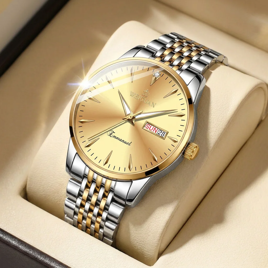 

1pcs Men's gold dial alloy strap vintage fashion classic fashion details Quartz Watch for business party holiday