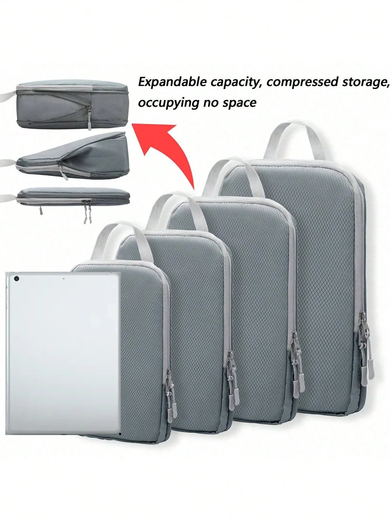Set/6 Stück komprimierbare Verpackung Reise Aufbewahrungstasche Würfel wasserdichter Koffer Nylon tragbar mit Handtasche Gepäck Organizer Ryanai – Detail 11