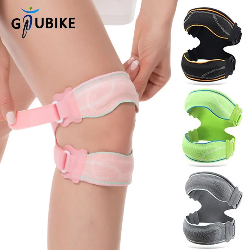 AOLIKES 1 Stück Doppelgurt-Kniebandage mit Silikonpolster, atmungsaktive Patella-Unterstützung zur Schmerzlinderung beim Laufen, Sport und Arthritis