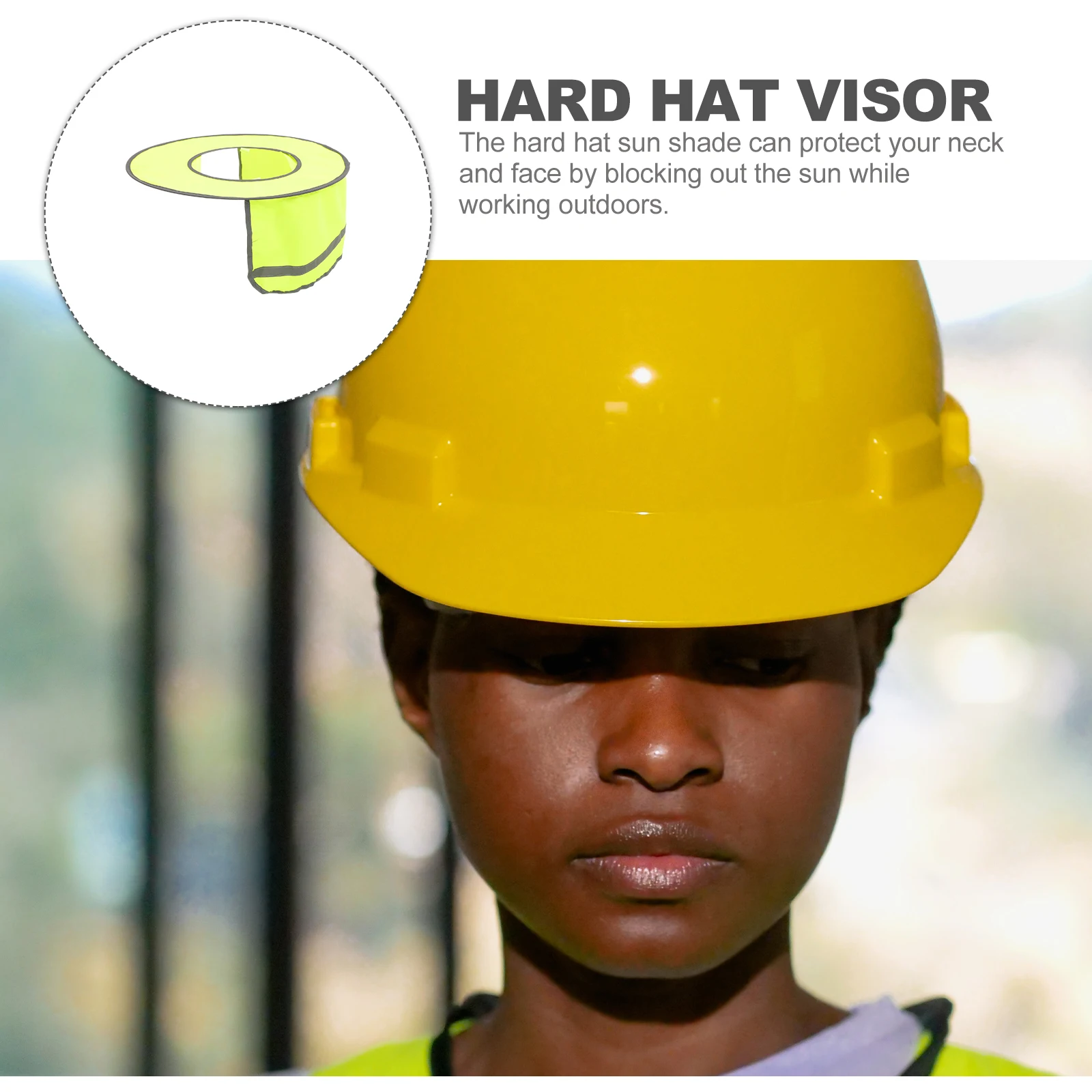 

Outdoor Construction Folding Sun Protection Fluorescent Yellow Hard Hat Visor Neck Shade Full Brim Sun Visor Hat Brim Reflective
