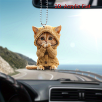 Cute Expression Cat 2D Acrylic Pendant Keychain,Cartoon Dressed Kitten Versatile Charm,Decor for Car,Backpack,Festive,Party,Gift