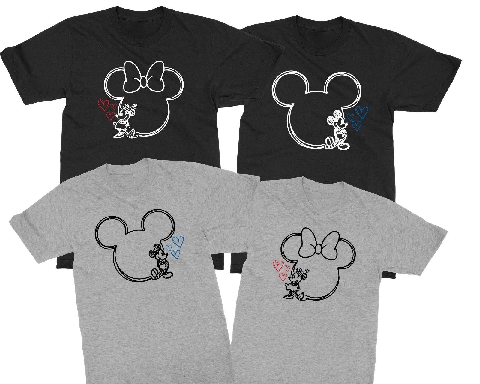 Koszulka Disney World Mickey Minnie Pasujące Koszulki dla Par Miłość Rodzina Prezent Świąteczny Męskie, Damskie, Dla Dorosłych i Dzieci Czysta Bawełna