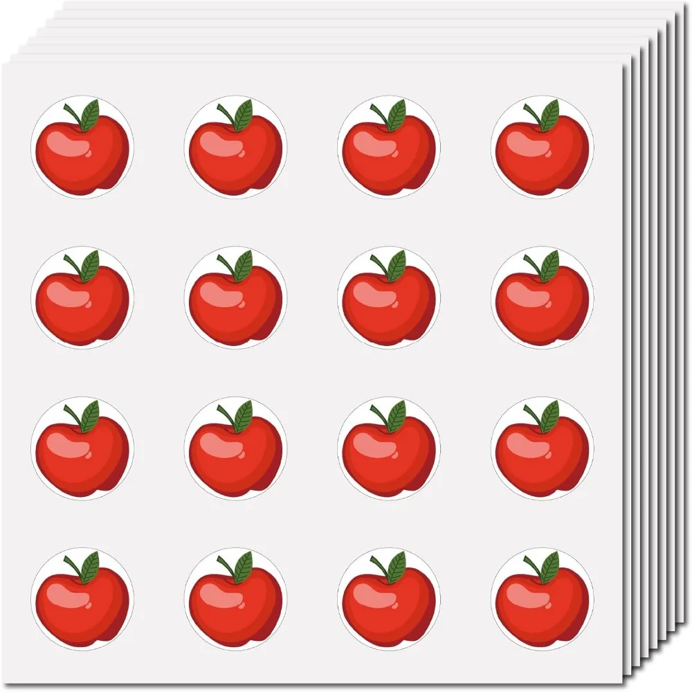 Red Apples Sticker Small Apple Shape Stickers Plastic Waterproof Adhesive Round Dot Cartoon Fruit Planner Stickers making kit