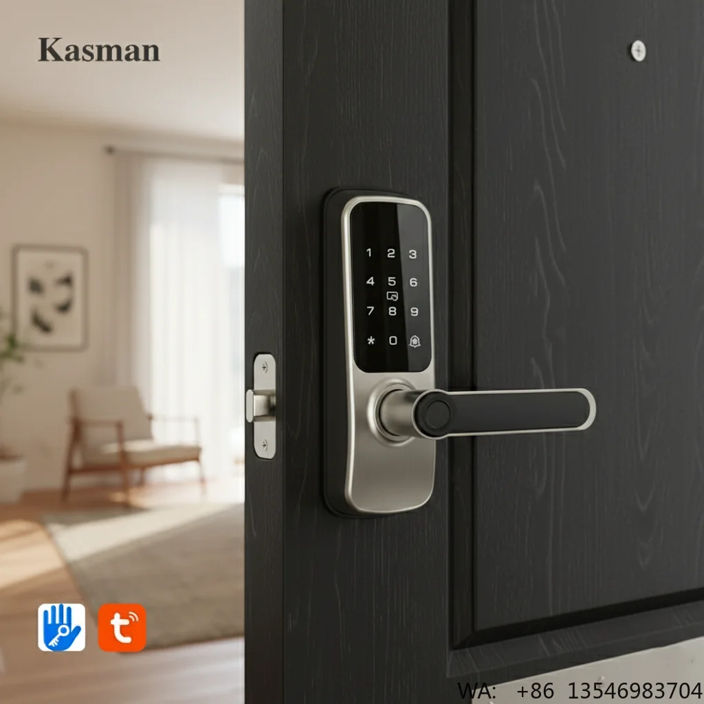 

Kasman Source Price American Style Door Smartlock Biometric Tuya Ttlock Wifi Smart Home Lock for Front Door