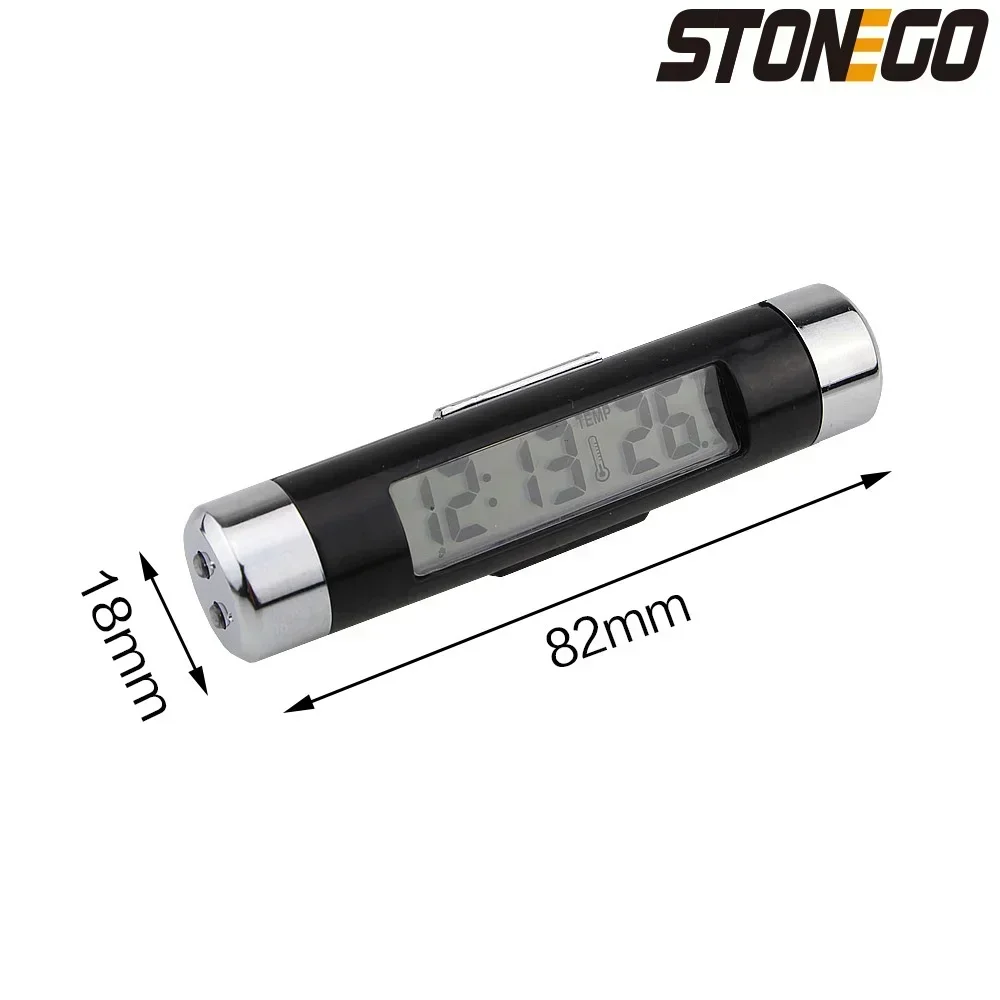 ساعة رقمية لميزان الحرارة LCD للسيارة 2 في 1 ساعة إلكترونية للسيارات مع مشبك لمراقبة درجة الحرارة التلقائية #6
