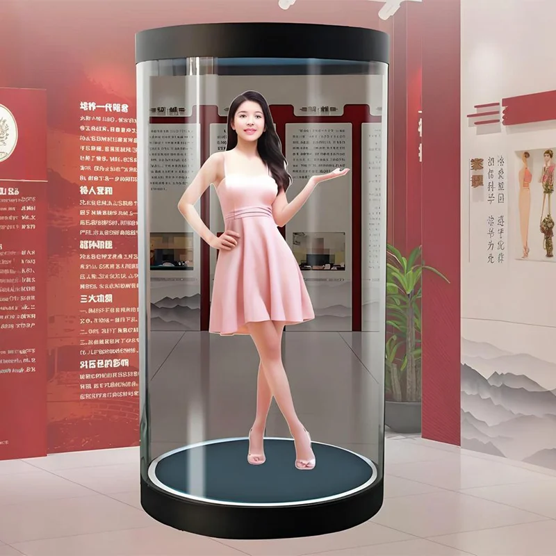 3D HoloTube AI Interaction Holographic Display Cabinet 3D Hologram Cylinder For Trade Show Equipment Holobox