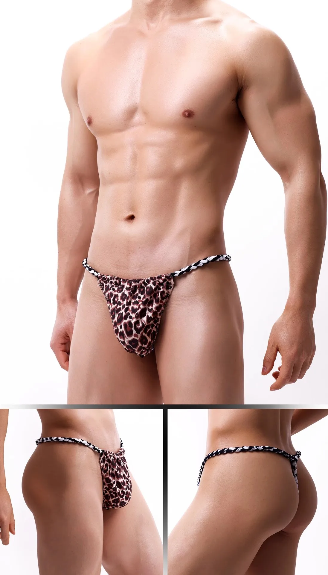 Fundoshi اليابانية للرجال - ثونغ على شكل حرف T من الخلف قابل للتنفس مع نمط حبل تقليدي، ملابس داخلية منخفضة الارتفاع مستوحاة من السومو