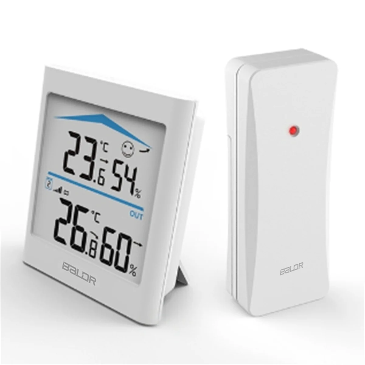 Digital LCD Weather Station Indoor Outdoor Trend Hygrometer Thermometer Wireless Remote Sensor Motion(White)