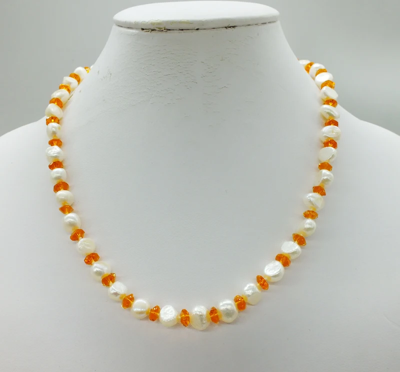 

8-9MM AA White Baroque Freshwater Pearl/Crystal, Necklace, Bracelet, Best Gift for Women