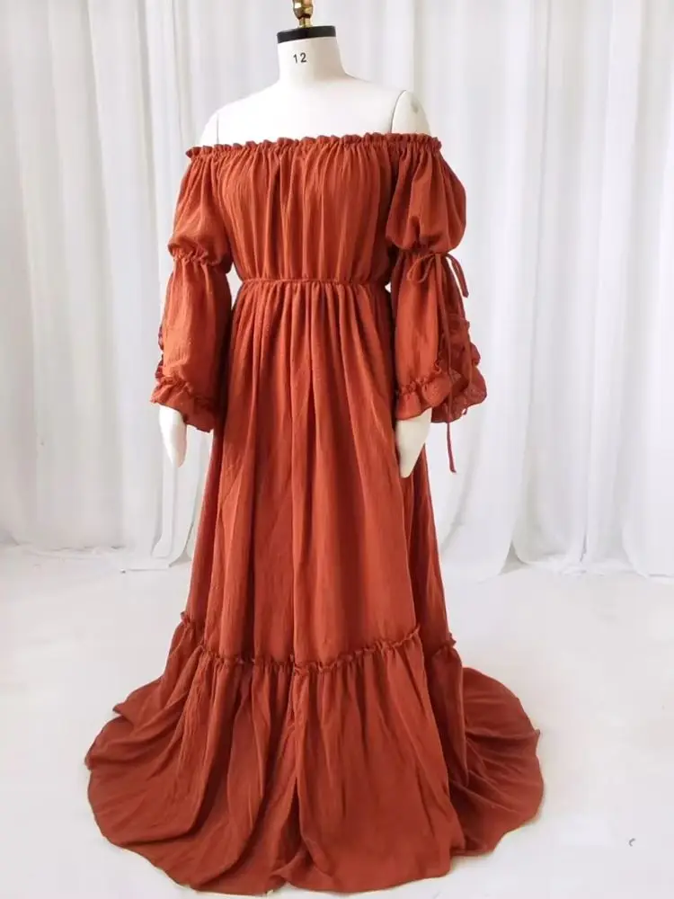 흰색 복장 출산 드레스 사진 촬영 긴 소매 사진 베이비 샤워 드레스 여성용 사진 촬영 옷 Babyshower