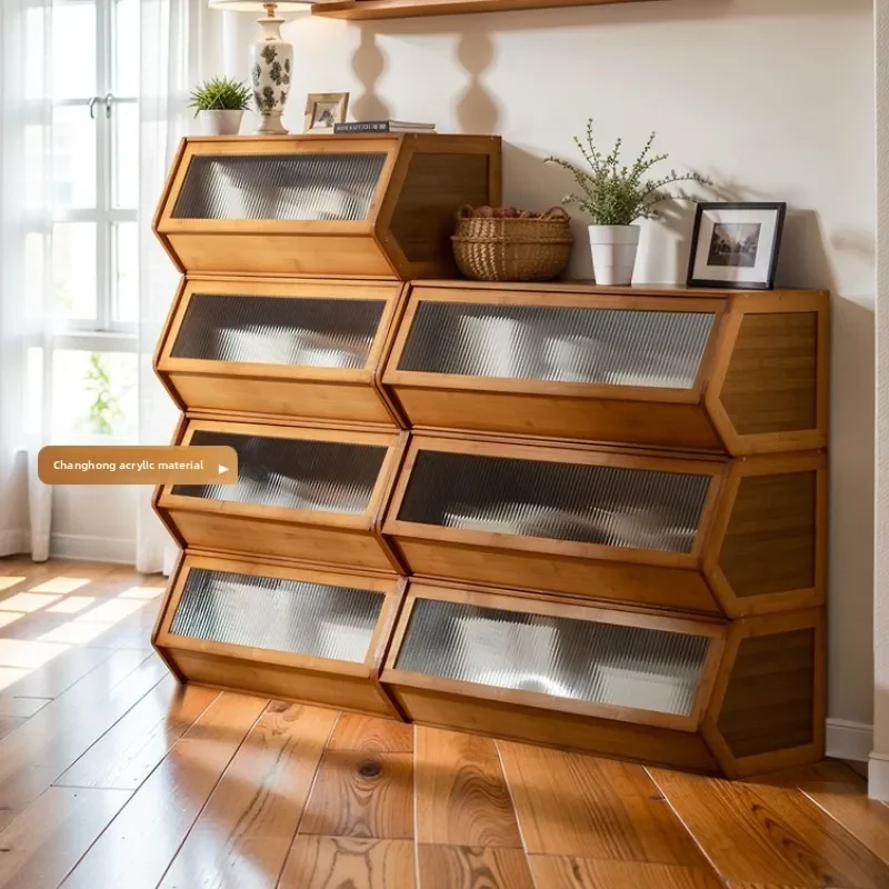 Bookshelf Shelf Floor-to-ceiling toy storage Book cabinet Locker Living room can be stacked Modular combination lattice cabinet