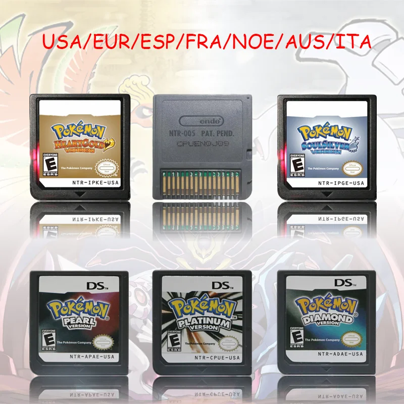 

NDS Game Cartridge Pokemon Series Platinum Pearl Diamond HeartGold SoulSilver USA/EUR/FRA/ITA/NOE/AUS/ESP Version for NDS