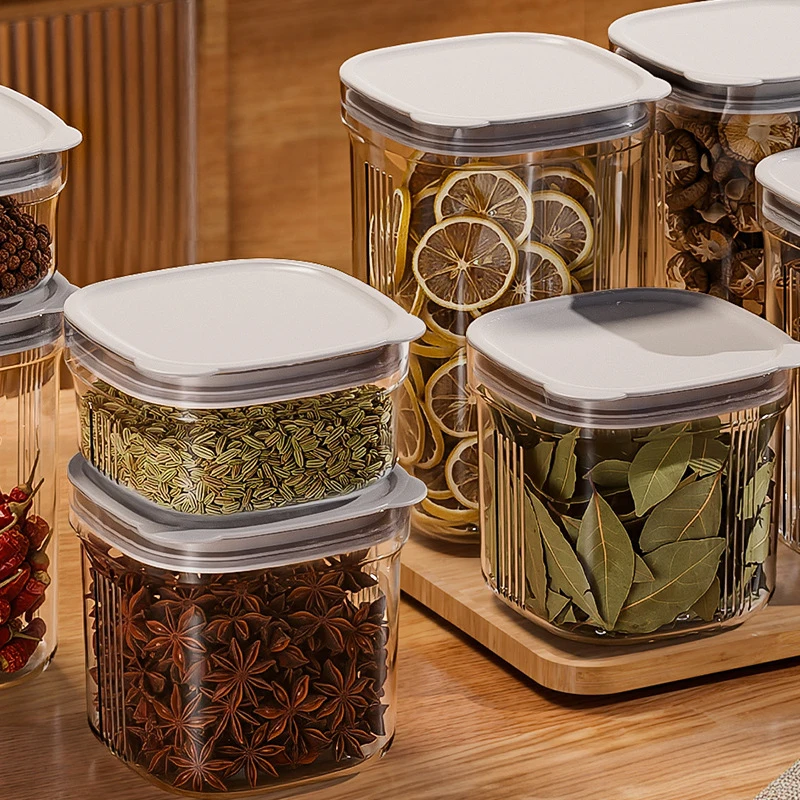 Plastic Sealed Jars Stackable Design Multi-Size Kitchen Storage Jars Sealed Lids Fresh Keep Boxes Multigrain Tank Fridge Storage