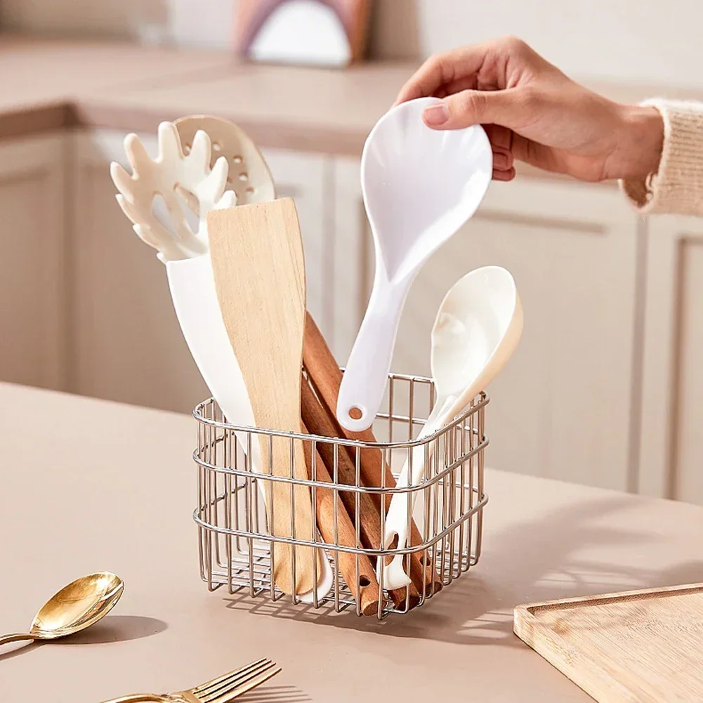 

1pcs Kitchen Stainless Steel Hanging Utensil Drying Rack Home Chopsticks Spoons Drainer Basket Flatware Storage Drainer