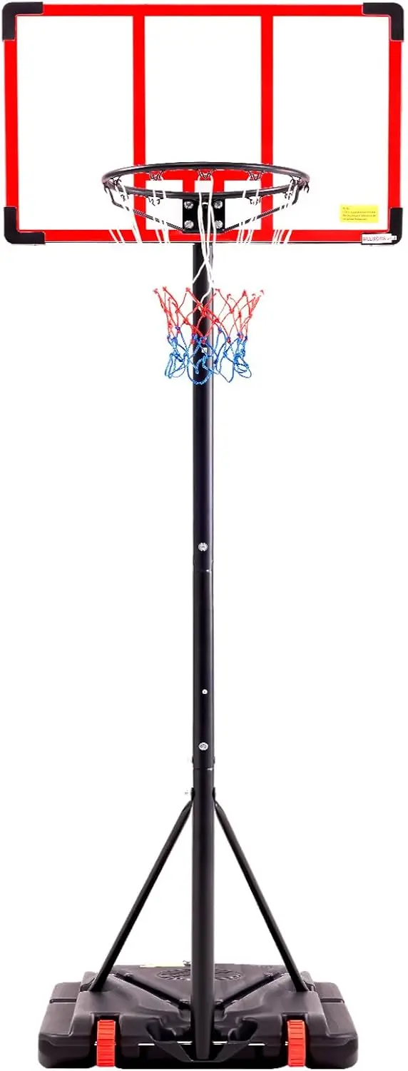 

Portable Adjustable Basketball Hoop with Shatterproof Backboard, Shock Absorbent Rim, Fillable Base for Outdoor Play