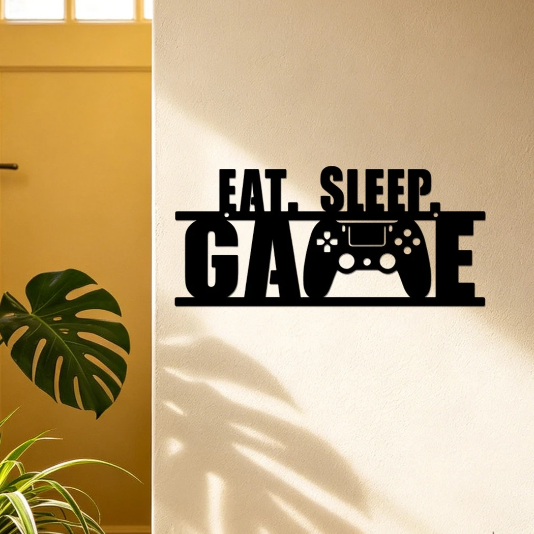Custom Letter Metal Wall Art  Personalized Text Game Controller Decor for Bedroom, Living Room, Game Room, and Outdoor Space