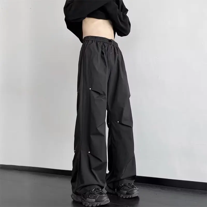 Calça larga larga casual larga larga para homens, cintura elástica, moletom Harajuku, roupa de moda, roupa coreana, verão, Y2K, 2022