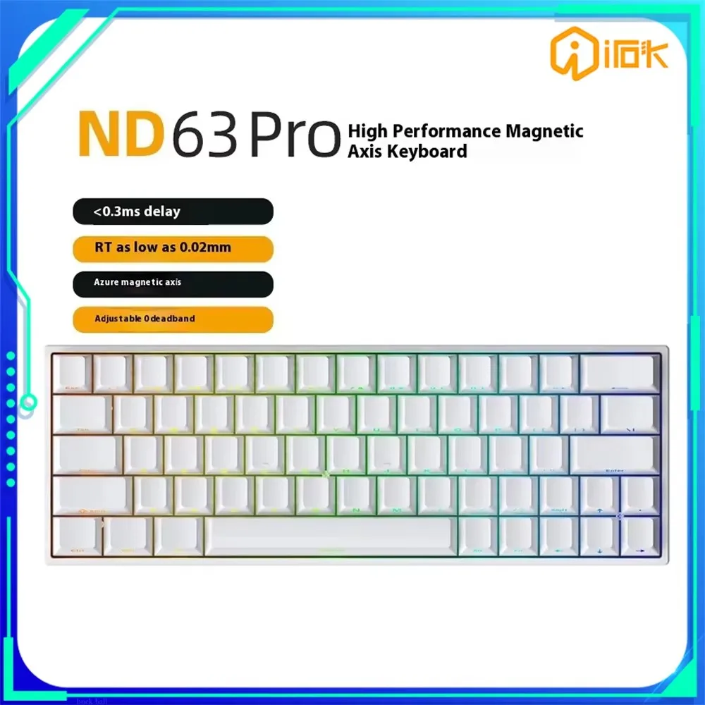 IROK ND63 Pro Magnetic Switch Mechanical Keyboard 8000hz Wired Gaming Keyboard Custom RT0.02mm Fast Trigger PC Gamer Accessories