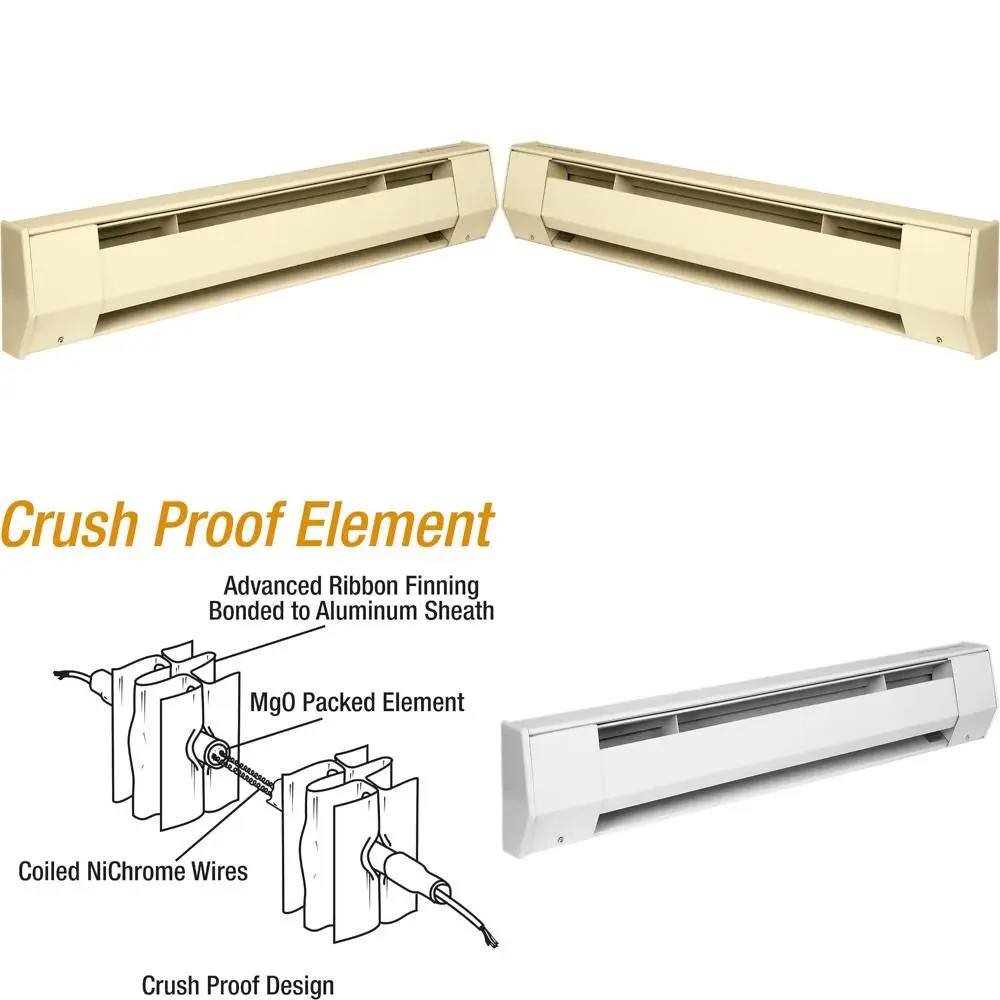 

Миндальный 5-футовый плинтусный обогреватель, 1250-938 Вт, 240–208 В, серия K, энергосберегающее нагревательное решение