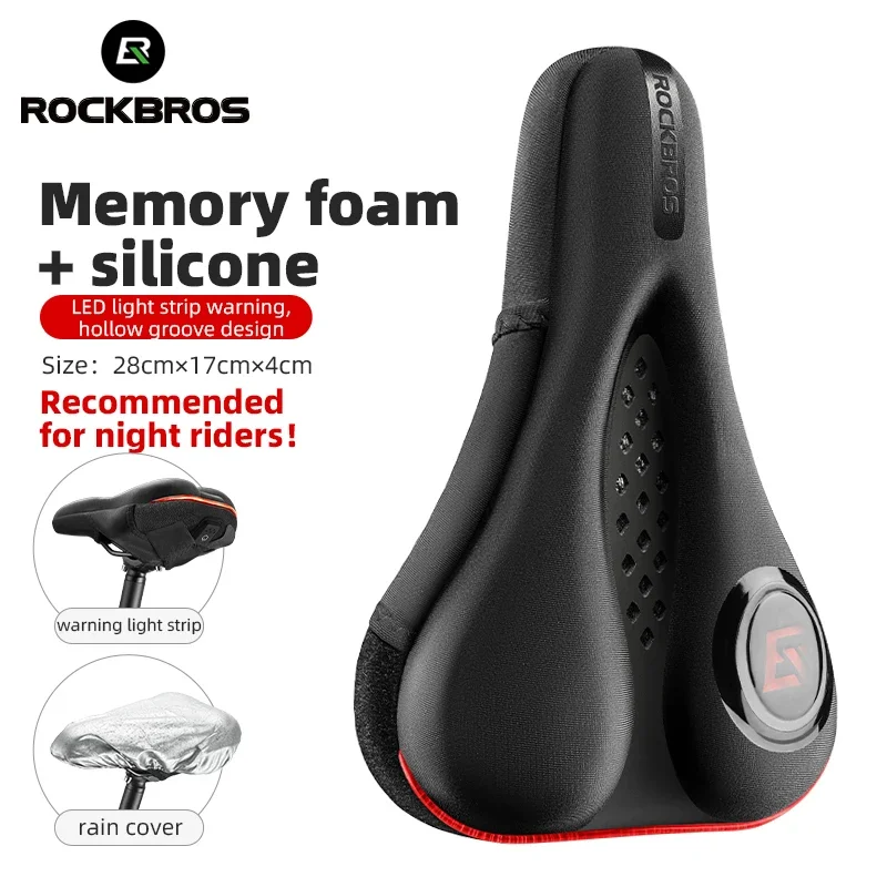 

ROCKBROS Bicycle Saddle Cover Rainproof Shockproof Bike Seat Cover Rear Light Reflective Breathable MTB Road Cycling Accessories