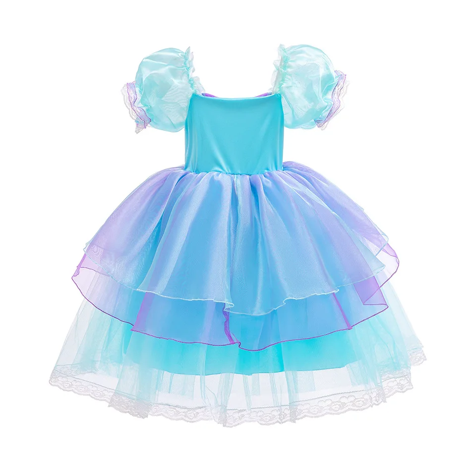 Vestido de sirena para niña pequeña, disfraz de princesa para fiesta de cumpleaños, Ariel, ropa de fantasía para Halloween, vestido elegante de