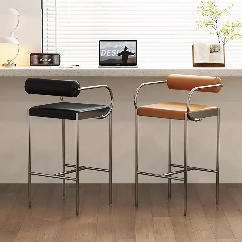 Tabouret de bar scandinave, style industriel chic, tabouret de comptoir avec dossier, tabouret d'îlot de cuisine moderne et minimaliste pour la maison/le café